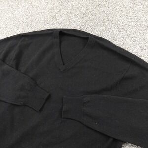 Patrick James Sweater Mens XL Black Cashmere V Neck Knit Pullover Soft Academia